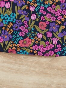 SHEIN Toddler Girls Floral Print Ruffle Trim Blouse - Multicolor - View 4