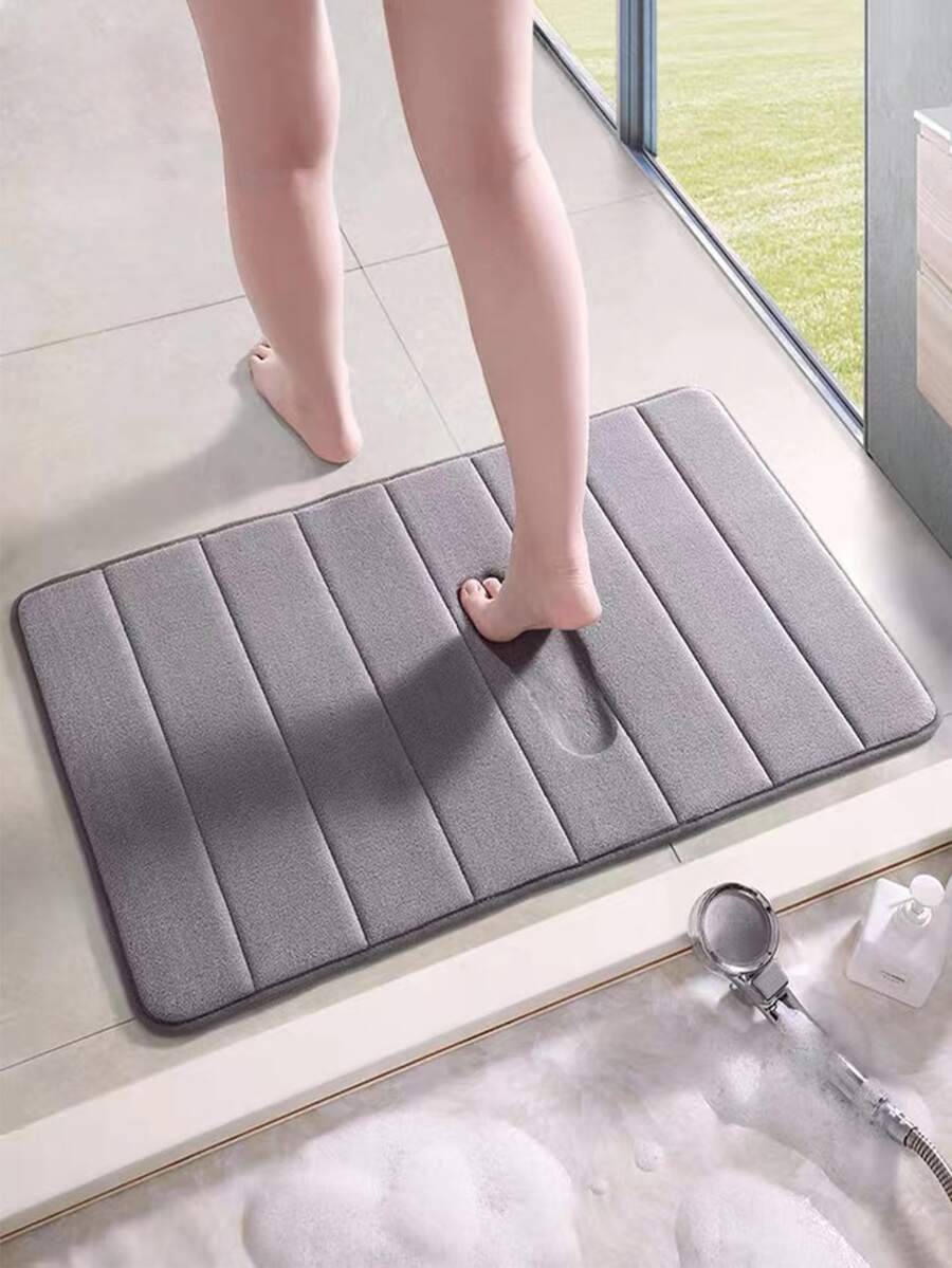 Plain Anti-slip Bath Rug - Light Grey - View 1