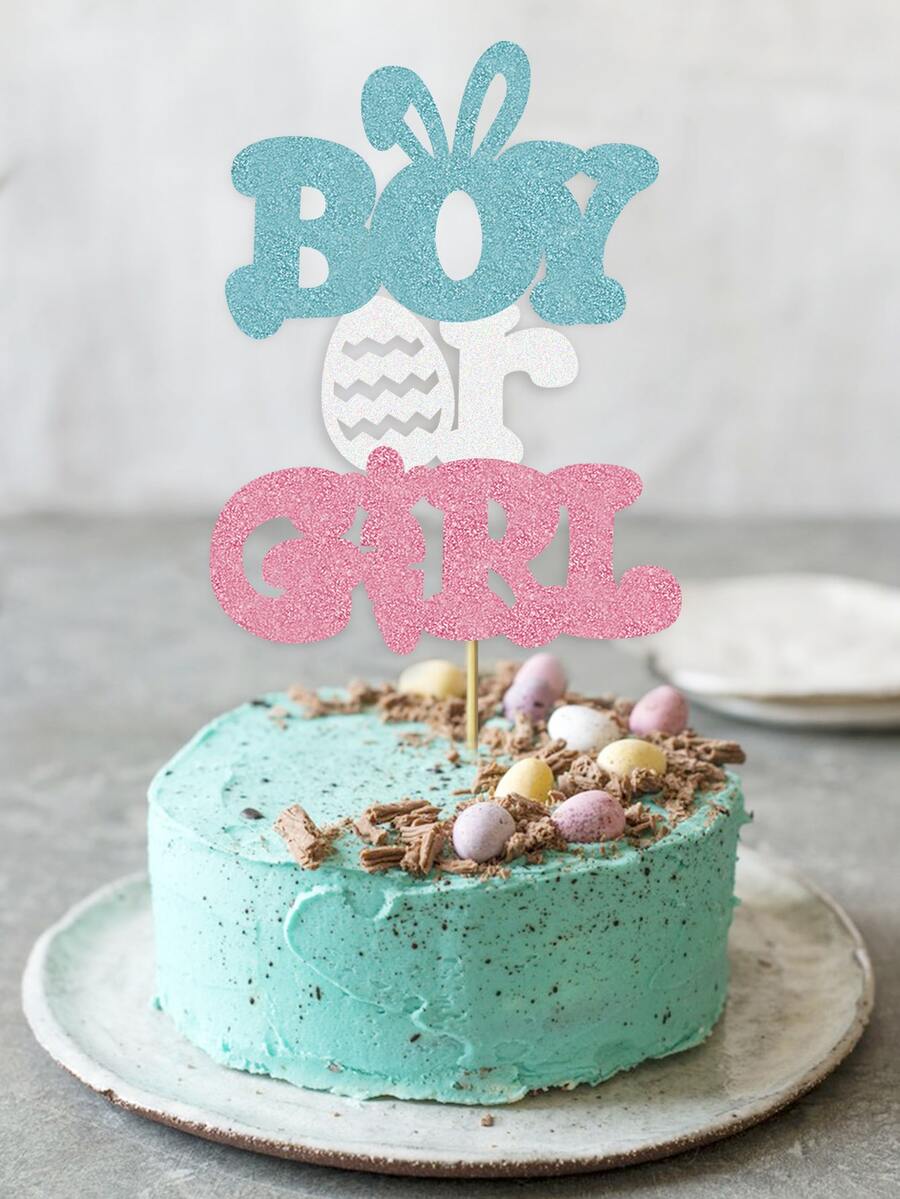 1 pieza Decoración de pastel Pascua de Resurrección con letra & huevo - Multicolor - Ver 1