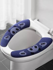 1pc Cartoon Panda Pattern Toilet Seat Sticky Cushion - Navy Blue - View 1
