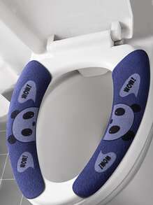 1pc Cartoon Panda Pattern Toilet Seat Sticky Cushion - Navy Blue - View 2