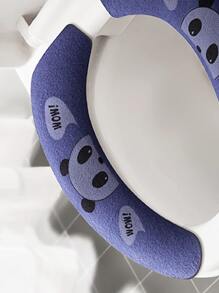 1pc Cartoon Panda Pattern Toilet Seat Sticky Cushion - Navy Blue - View 4