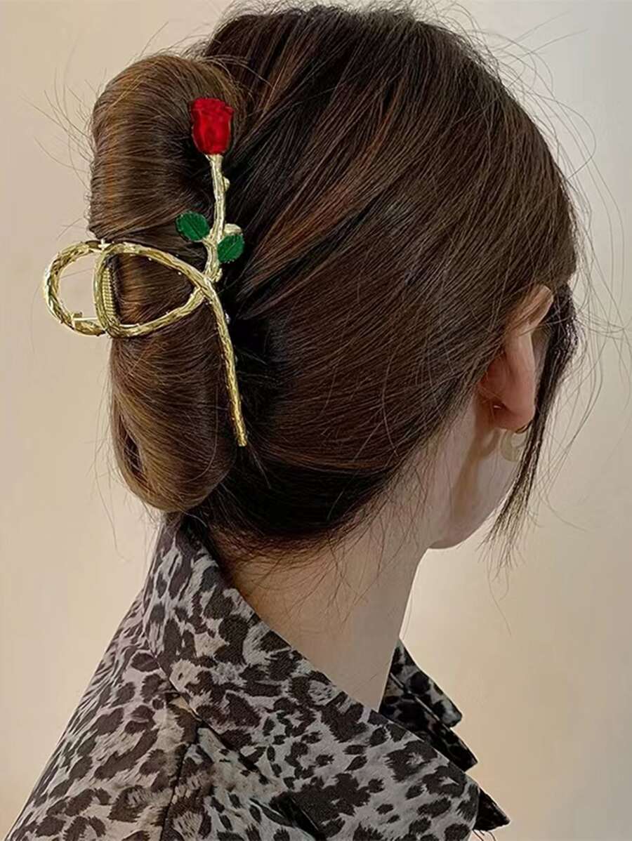 Garra de pelo con diseño de flor - Dorado - Ver 1