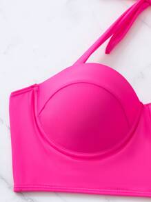 Floral Print Push Up Summer Beach Bikini Set - Multicolor - View 4