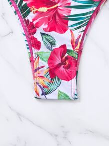 Floral Print Push Up Summer Beach Bikini Set - Multicolor - View 5