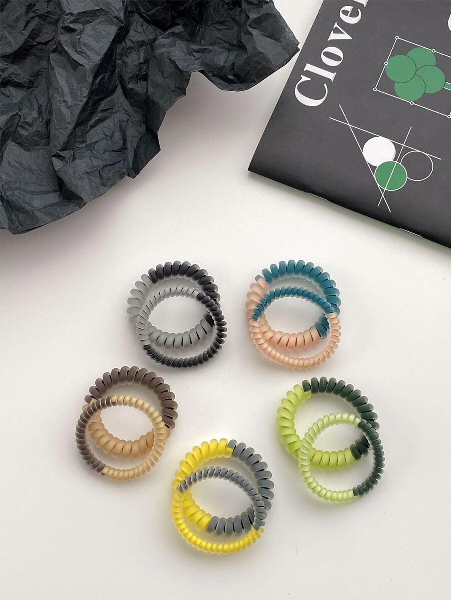 10pcs Two Tone Coil Wire Hair Tie - Multicolor - View 1