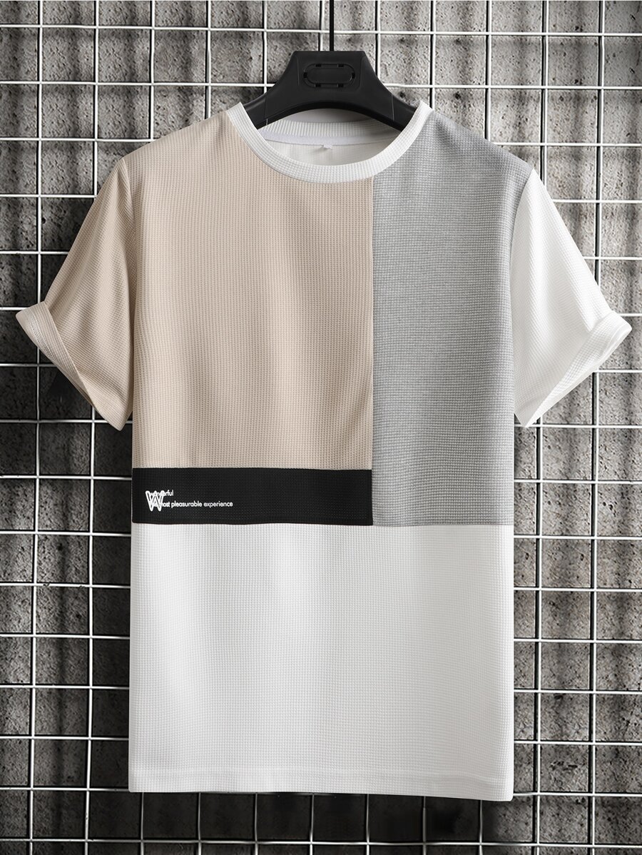 Manfinity Homme 男士撞色字母圖案T恤 - 彩色 - 查看 1