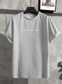 Manfinity Homme Men Slogan Graphic Tee - Grey - View 1