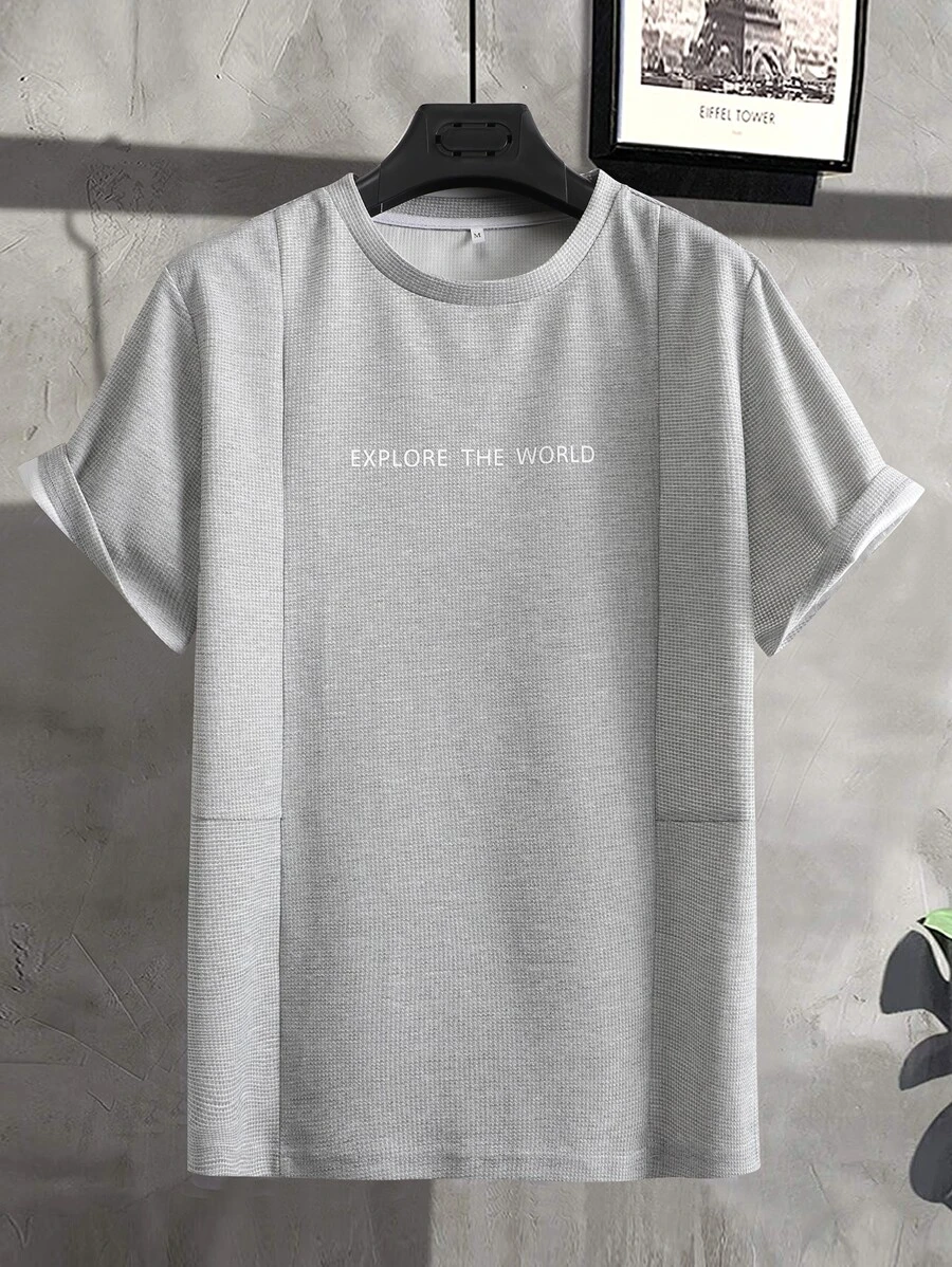 Manfinity Homme Men Slogan Graphic Tee - Grey - View 1