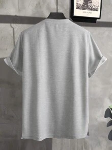 Manfinity Homme Men Slogan Graphic Tee - Grey - View 2