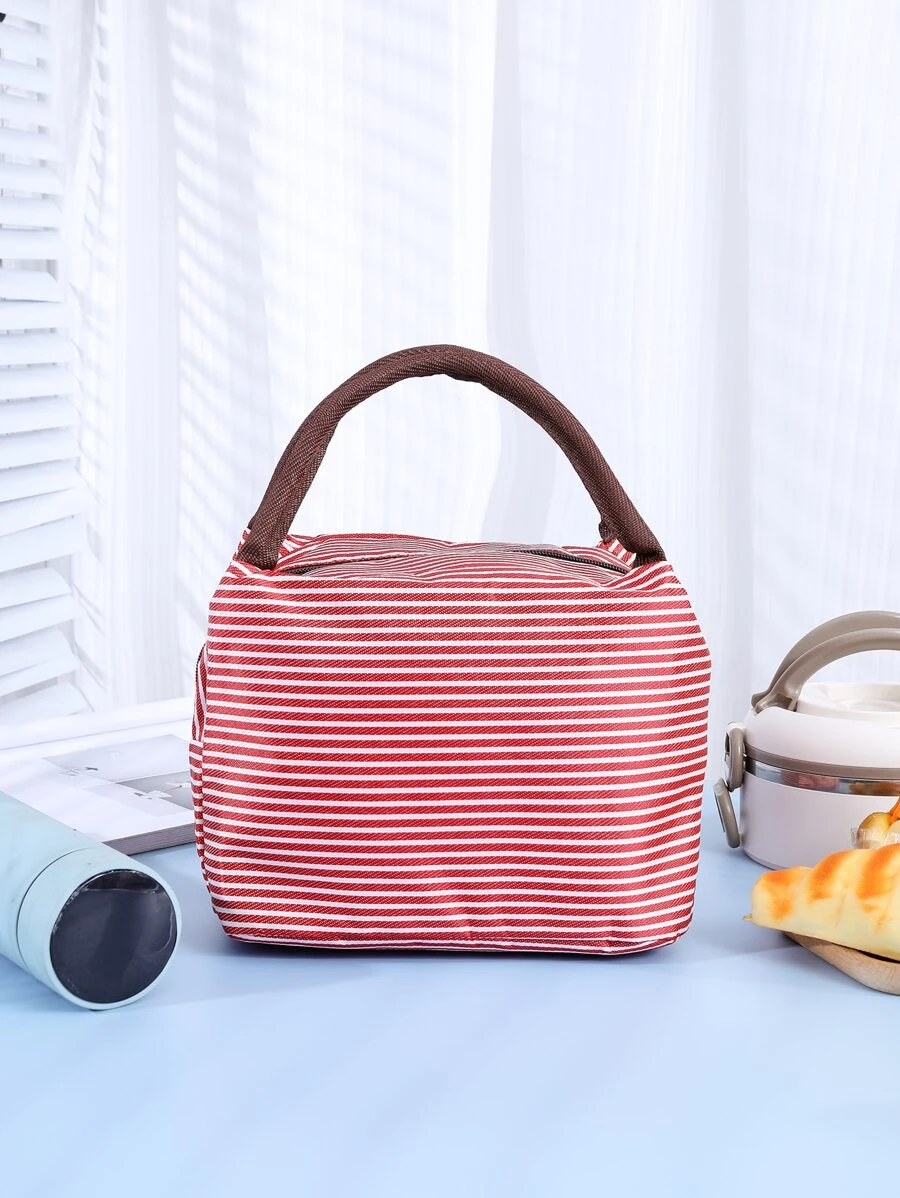 1 pieza Bolsa térmica con patrón de rayas - Rojo - Ver 1