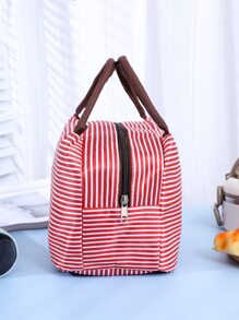 1 pieza Bolsa térmica con patrón de rayas - Rojo - Ver 3