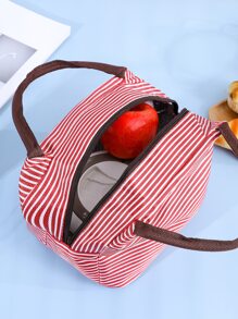 1 pieza Bolsa térmica con patrón de rayas - Rojo - Ver 5
