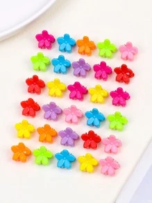 30pcs Teen Girls Random Color Flower Design Hair Claw - Multicolor - View 1