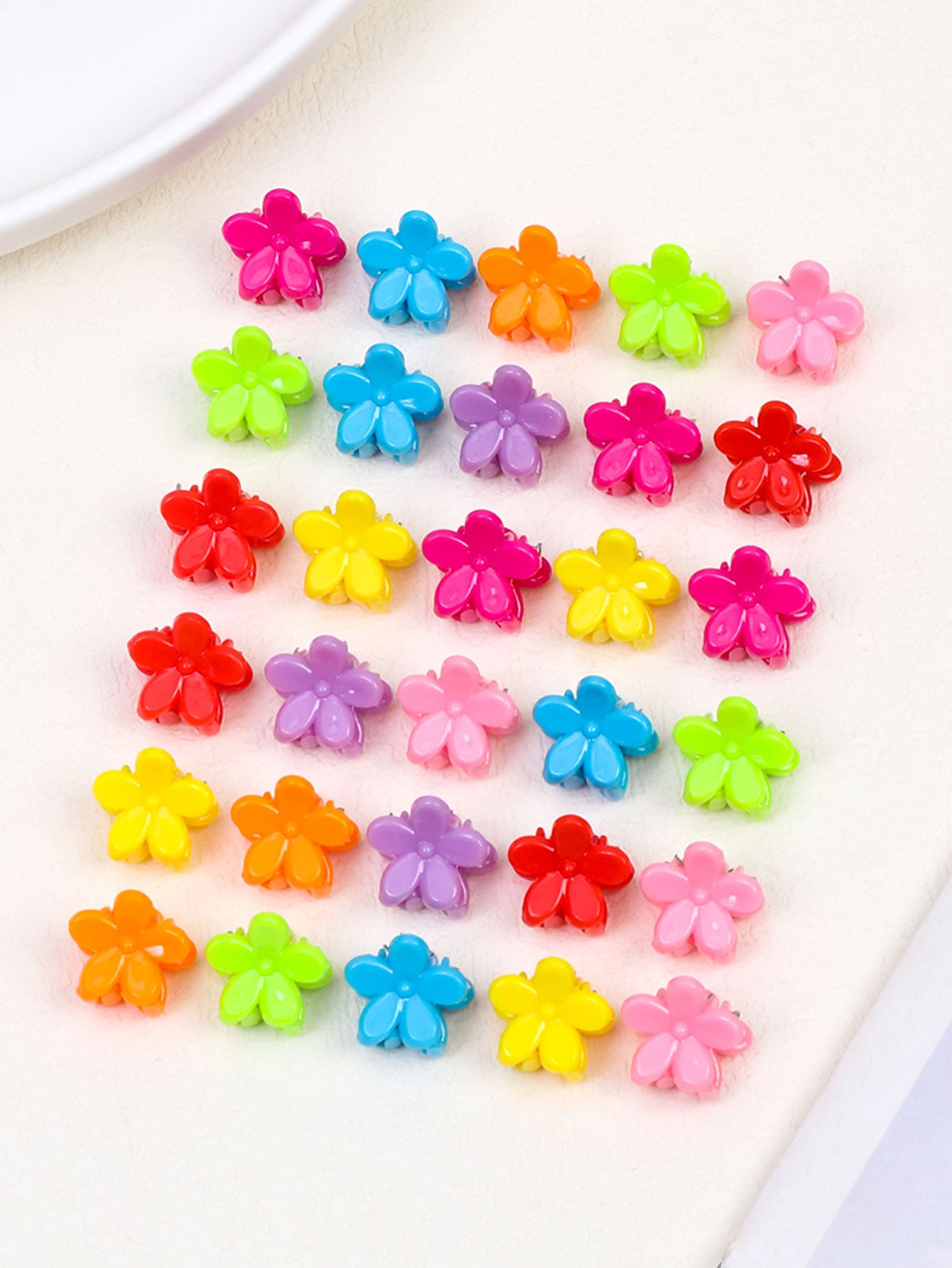 30pcs Teen Girls Random Color Flower Design Hair Claw - Multicolor - View 1