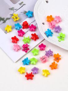 30pcs Teen Girls Random Color Flower Design Hair Claw - Multicolor - View 2