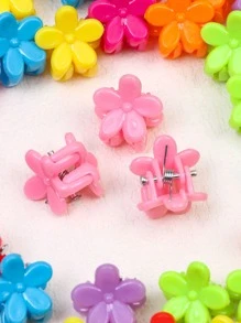 30pcs Teen Girls Random Color Flower Design Hair Claw - Multicolor - View 3
