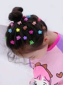 30pcs Teen Girls Random Color Flower Design Hair Claw - Multicolor - View 4