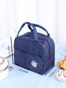 1pc Portable Bear Detail Lunch Bag - Navy Blue - View 2