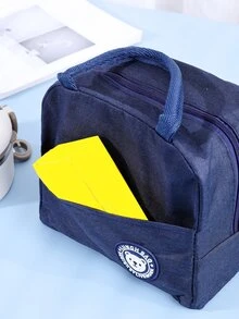 1pc Portable Bear Detail Lunch Bag - Navy Blue - View 4