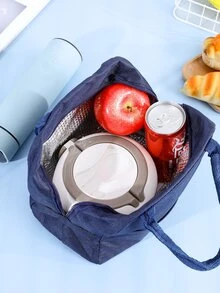 1pc Portable Bear Detail Lunch Bag - Navy Blue - View 5