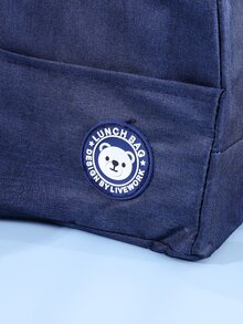 1pc Portable Bear Detail Lunch Bag - Navy Blue - View 6