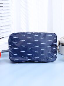 1pc Leaf Pattern Lunch Bag - Navy Blue - View 3