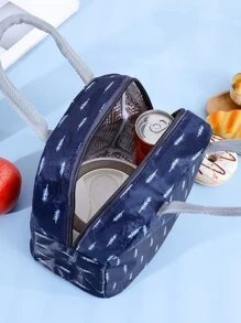 1pc Leaf Pattern Lunch Bag - Navy Blue - View 6