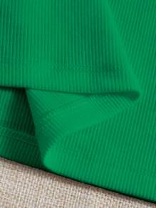 SHEIN EZwear Top tank unicolor tejido de canalé - Verde - Ver 5