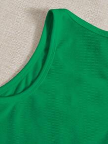 SHEIN EZwear Top tank unicolor tejido de canalé - Verde - Ver 6