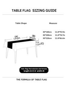 鋸齒圖案流蘇裝飾長方桌布 - 彩色 - 查看 3