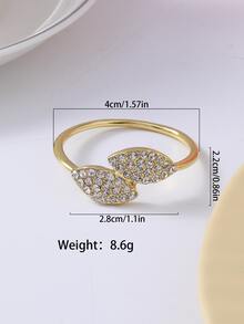 1pc Rhinestone Leaf Decor Napkin Ring - Gold - View 2