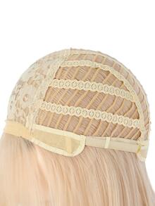 12 英寸女士合成耐热纤维假发，短直发，带刘海，适合日常佩戴 - 金色 - 查看 3