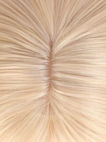 12 英寸女士合成耐热纤维假发，短直发，带刘海，适合日常佩戴 - 金色 - 查看 7