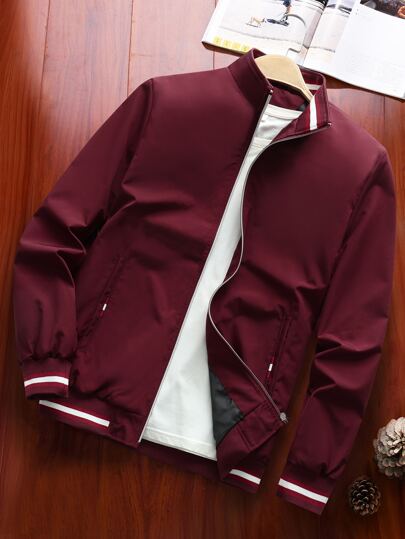 Guys Striped Trim Zip Up Jacket Without Tee