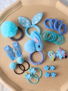 30pcs Rabbit Decor Hair Accessory Set - Blue - View 2