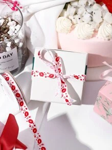 1 rollo Cinta de envoltura de regalo Día de San Valentín labio & con estampado de corazón - Multicolor - Ver 1