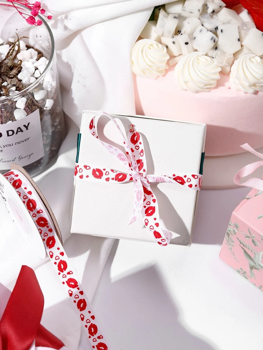 1 rollo Cinta de envoltura de regalo Día de San Valentín labio & con estampado de corazón - Multicolor - Ver 1