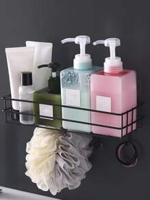 1 pieza Estante de almacenamiento de baño montado en la pared - Negro - Ver 3