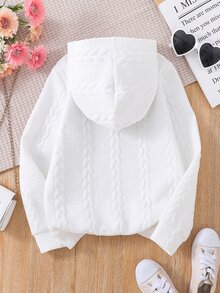 Tween Girl Letter & Floral Embroidery Sweatshirt - White - View 2