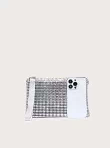 Ladies Evening Clutch Bag, Square Shape, Rhinestone Shiny, Lightweight, Simple And Stylish, Suitable For Going Out. - Silver - View 3