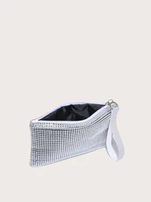 Ladies Evening Clutch Bag, Square Shape, Rhinestone Shiny, Lightweight, Simple And Stylish, Suitable For Going Out. - Silver - View 4
