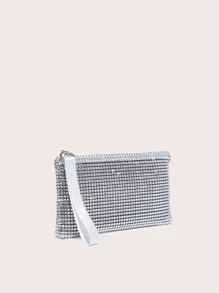 Ladies Evening Clutch Bag, Square Shape, Rhinestone Shiny, Lightweight, Simple And Stylish, Suitable For Going Out. - Silver - View 5