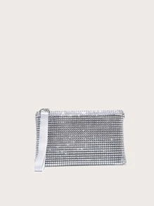 Ladies Evening Clutch Bag, Square Shape, Rhinestone Shiny, Lightweight, Simple And Stylish, Suitable For Going Out. - Silver - View 6