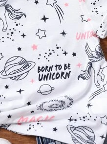 Toddler Girls Cartoon & Letter Graphic Tee - White - View 4