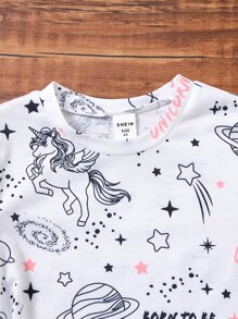 Toddler Girls Cartoon & Letter Graphic Tee - White - View 5