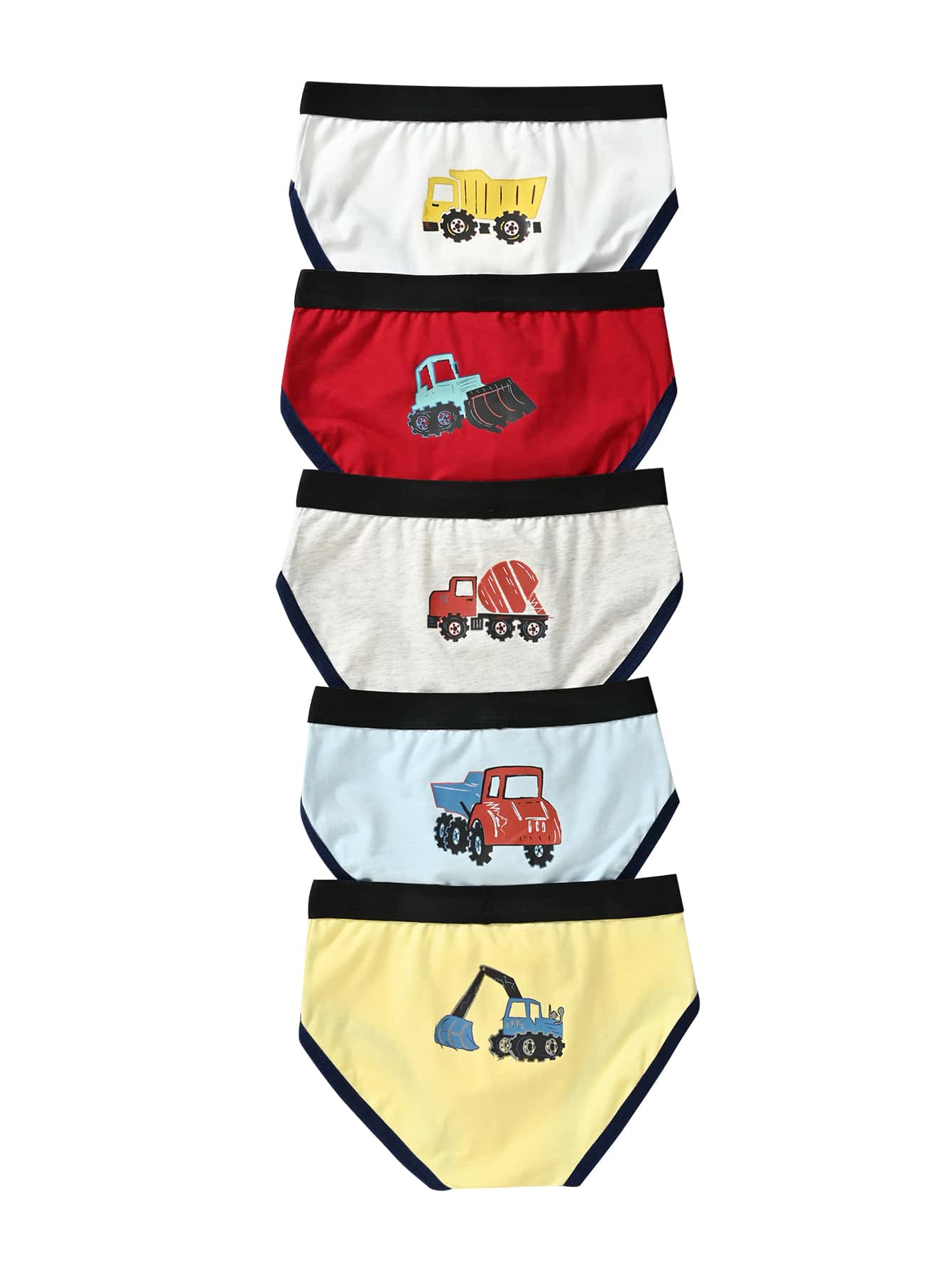 Boys 5pack Car Print Contrast Binding Brief - Multicolor - View 1