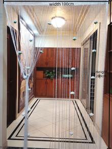 1pc Flower Decor Door Curtain - White - View 2