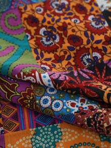 Bubaba 1 件彩色拼布图案遮光窗帘，波西米亚矩形复古风格装饰窗帘，适合派对、咖啡厅、健身房、卧室、客厅、餐厅、厨房、家居使用，所有季节 - 彩色 - 查看 5