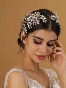 水鑽裝飾新娘髮帶 - 金色 - 查看 3